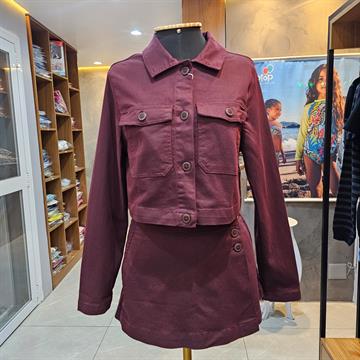 CONJ. CASACO /SHORTS SAIA FEM. BORDO M