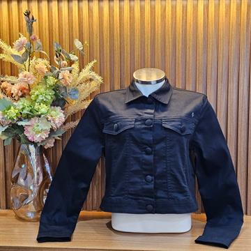 JAQUETA FEM. PRETA  CROPPED SARJA  GG