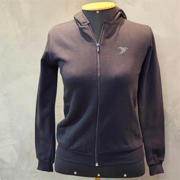 JAQUETA INFANTO JUVENIL FEMININA ELIAN EM MOLETOM COM CAPUZ E ZÍPER. COR PRETA. TAM 12.