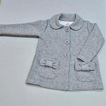CASACO INFANTIL FEMININO CATIVA EM POLIÉSTER CINZA COM BOTÕES E LAÇOS. TAM 03.