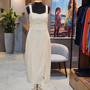 VESTIDO FEMININO TENDENZA MIDI AREIA DIVA BOTOES  LETICIA   44