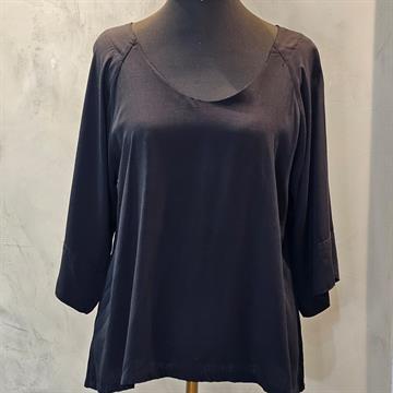 BLUSA FEMININA VISCOLINHO PRETO EXINIA DECOTE V MANGA 3/4 C/ P E G