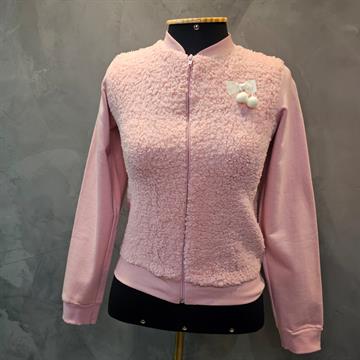 JAQUETA JUVENIL MOLETOM KELY KETY 100% POLIÉSTER ROSA. TAM 14.