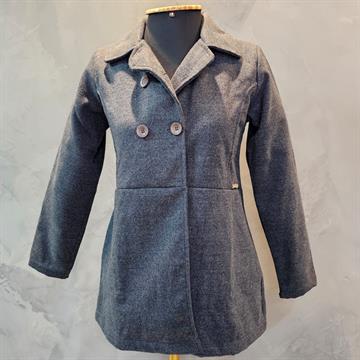 CASACO JUVENIL FEMININO QUINBY CINZA DE LÃ QUATRO BOTÕES E GOLA. TAM 14.