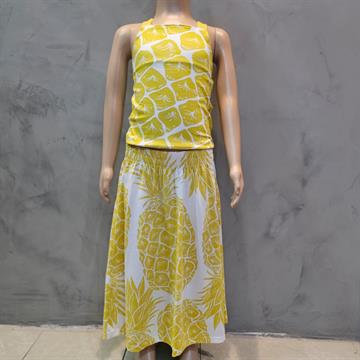 CONJUNTO FEM, INFANTIL NANAI MEIA MALHA CROPPED REGATA E SAIA EST, ABACAXI AMARELO OCRE FUNDO BRANCO 8