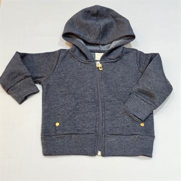 JAQUETA INFANTO JUVENIL FEMININA QUIMBY EM MOLETOM COM CAPUZ, ZÍPER E BOLSOS FRONTAIS. COR CINZA. TAM 01.