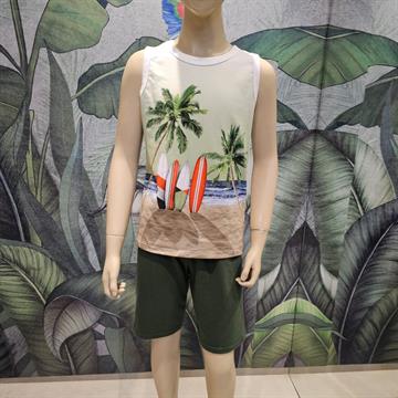 CONJUNTO INFANTIL MASCULINO REGATA PRAIA + BERMUDA