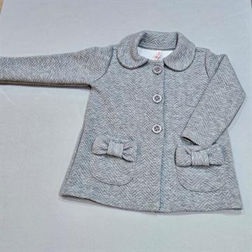 CASACO INFANTIL FEMININO CATIVA EM POLIÉSTER CINZA COM BOTÕES E LAÇOS. TAM 01.