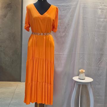 VESTIDO FEMININO LONGO BASICO GOLA V ABOBORA MANGA CURTA EM VISCOSE  TAMANHO M