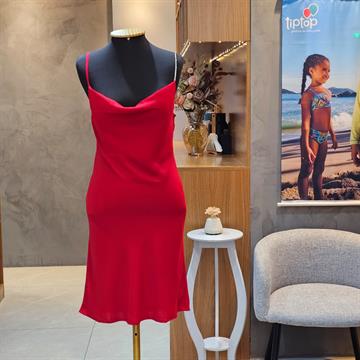 VESTIDO FEMININO HARMONIA TUBINHO ALÇA STRASS VERMELHO BRANCO  P M G