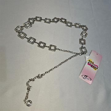 CINTO CORRENTE FEMININO METAL FASHION  COM STRASS PRATA   U