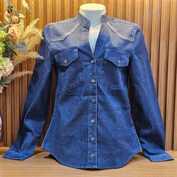 CAMISA JEANS FEMININA MANGA LONGA  – TAMANHO P