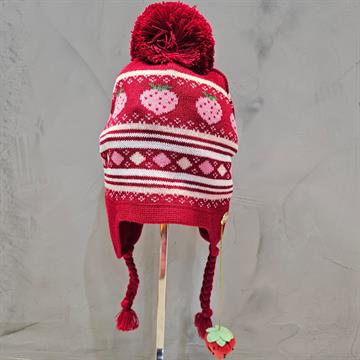 TOUCA INFANTIL FEM. BORDADO TRANÇAS E  MORANGO M DE 12 A 24 MESES   8404