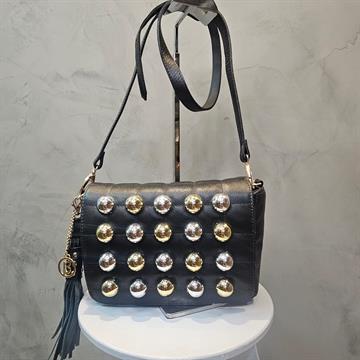 BOLSA FEMININA TRANSVERSAL COURO ESFERAS BIRÔ FASHION PRETA  U