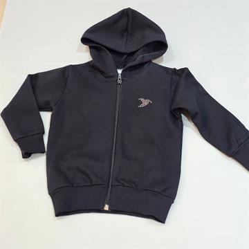 JAQUETAINFANTO JUVENIL FEMININA ELIAN EM MOLETOM COM CAPUZ E ZÍPER. COR PRETA. TAM 01.