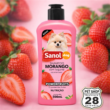 SHAMPOO MORANGO IOGURTE SANOL DOG 500ML / 7896183316525