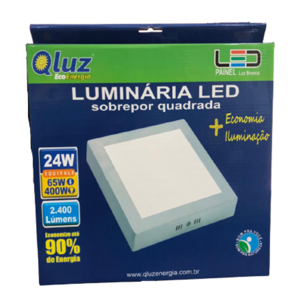 Luminária LED sobrepor quadrada 24W Qluz