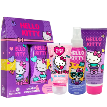 141713 Kit Hello Kitty Cabelos Cacheados Cia da Natureza - 5 Itens