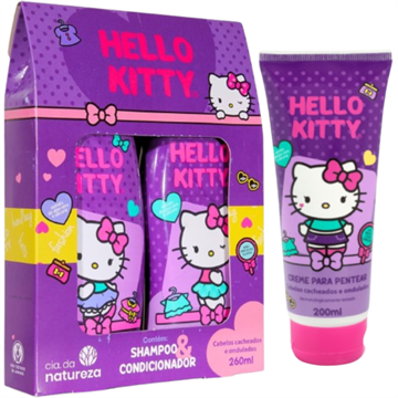 141714 Kit Hello Kitty Cabelos Cacheados Cia da Natureza + Creme para Pentear