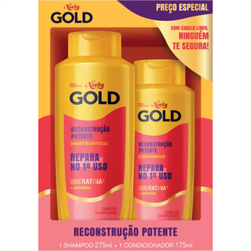 490166 Shampoo e Condicionador Niely Gold Cabelos Danificados Reconstrução Potente