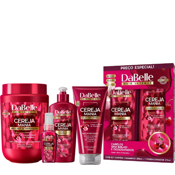 141698 Kit DaBelle Cereja Mania Máscara de Hidratação + Óleo Reparador + Creme para Pentear + Óleo em Creme