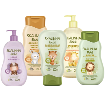 141656 Kit Skalinha Bebê Sálvia + Sabonete Líquido + Creme para Pentear + Hidratante Corporal