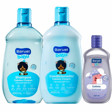 141554 Shampoo e Condicionador Baruel Baby Cabelos Crespos + Colônia Sono Tranquilo