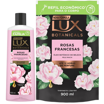 141671 Kit Sabonete Líquido Lux Rosas Francesas Pele Macia Botanicals + Refil 900ml
