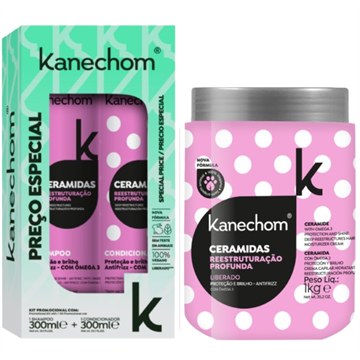 141651 Shampoo e Condicionador Kanechom Ceramidas Reestruturação Profunda + Máscara Hidratante