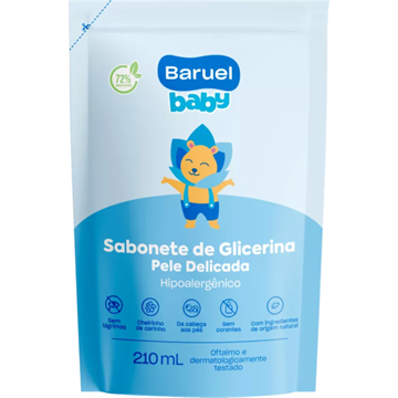 164159 Sabonete Líquido Baruel Baby com Glicerina Pele Delicada Refil 210ml