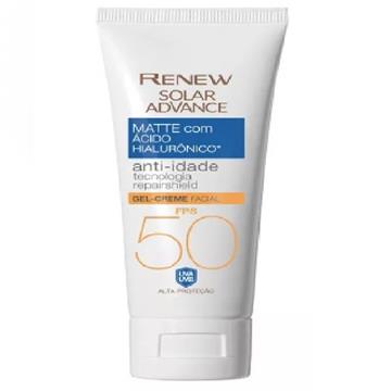 169870 Renew Solar Avon Mattte com Ácido Hialurônico Anti idade Gel Creme FPS 50 Alta Proteção 50g
