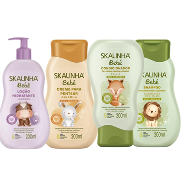 141657 Kit Skalinha Bebê Sálvia + Creme para Pentear + Hidratante Corporal