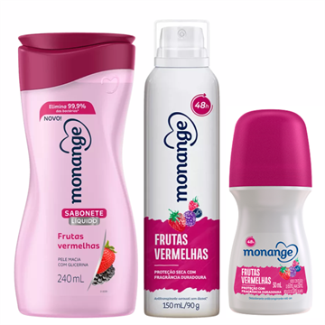 141627 Kit Sabonete Líquido + Aerossol + Roll-on Monange Frutas Vermelhas