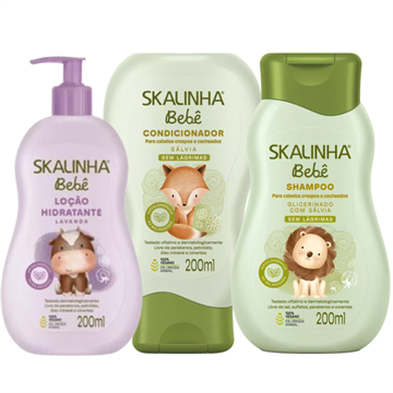 141653 Shampoo e Condicionador Skalinha Bebê Sálvia + Hidratante Corporal