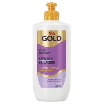 500190 Ativador de Cachos Niely Gold Cachos Poderosos Óleo de Linhaça + Mateiga de Karité 250ml