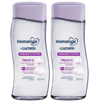 141722 Kit Sabonete Íntimo Monange e Lucretin Neutro - 2 Unidades (200ml cada)