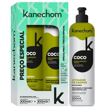 141754 Shampoo e Condicionador Kanechom Coco Restauração Total + Creme para Pentear