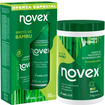 141707 Kit Broto de Bambu Novex Creme de Tratamento + Shampoo e Condicionador