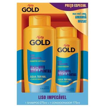 713186 Shampoo e Condicionador Niely Gold Liso Pleno Água Termal + Flor de Hibisco
