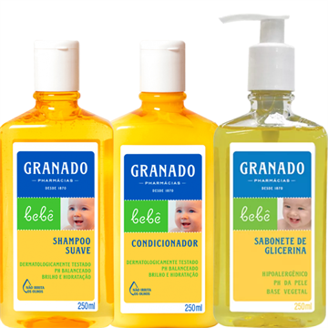 141677 Kit Shampoo e Condicionador Suave Tradicional Granado Bebê + Sabonete Líquido