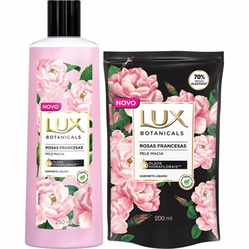 141530 Kit Sabonete Líquido Lux Rosas Francesas Pele Macia Botanicals + Refil