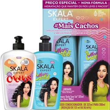 283838 Kit Mais Cachos Skala + Creme para Pentear + Gel Líquido