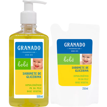 141661 Kit Sabonete Líquido Granado Glicerina Bebê 500ml + 1 Refil 250ml