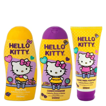 141630 Kit Shampoo e Condicionador Hello Kitty Cabelos Lisos e Delicados + Creme para Pentear Cia da Natureza