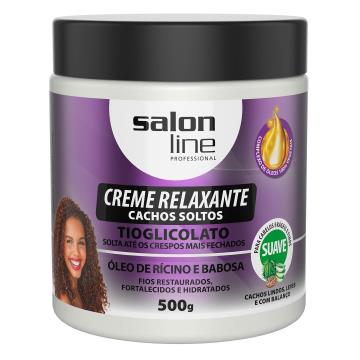 953772 Creme Relaxante Cachos Soltos Tioglicolato Óleo de Rícino e Babosa Salon Line 500g