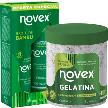 141706 Kit Broto de Bambu Novex Shampoo e Condicionador + Gelatina