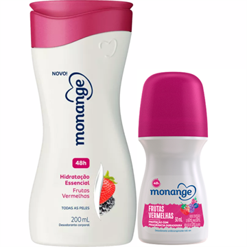 141624 Kit Hidratante Corporal + Roll-on Monange Frutas Vermelhas