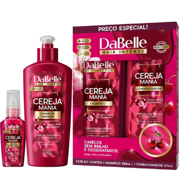 141693 Kit DaBelle Cereja Mania Shampoo e Condicionador + Óleo Reparador + Creme para Pentear