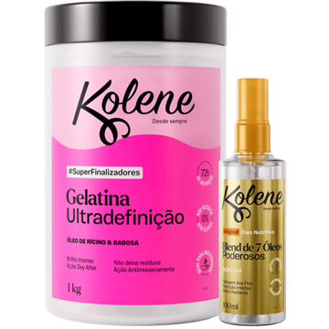 141728 Kit Kolene Gelatina Ultradefinição Óleo de Rícino e Babosa + Óleo Nutritivo Blend de 7 Óleos