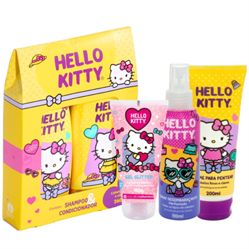 141641 Kit Hello Kitty Cabelos Finos e Claros  Cia da Natureza - 5 Itens